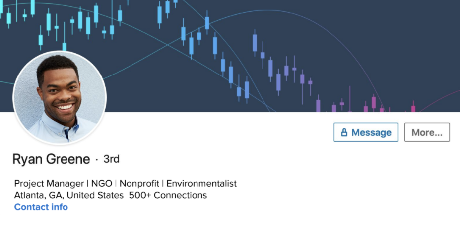 A screenshot shows what the heading of a finished LinkedIn account might look like.